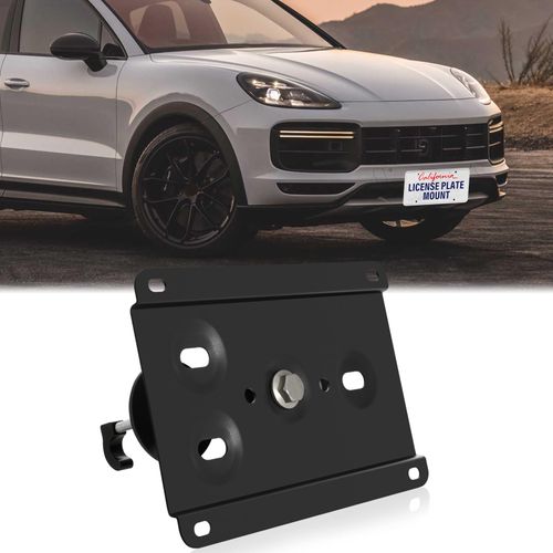 Front Bumper License Plate Mount Compatible with Porsche Cayenne Turbo 2019-2023 No Drill Front Grille License Plate Frame Anti-Theft Bracket Holder Mounting Kit Car Accessories