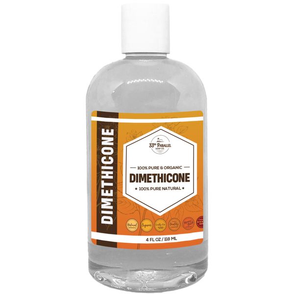 33rd Parallel | DIMETHICONE Oil (4 oz) 100% Pure, Cosmetic Grade | Widely Used in Moisturizers, Lotions, Primers, Foundations, Hair Products, Sunscreen, Wound Care | 4 Ounces