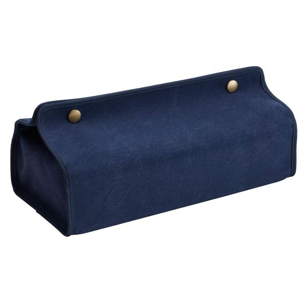 Quarter Report Tissue Case, Hanging Age, Navy, Approx. W 9.8 x H 2.4 - 2.4 x D 4.7 inches (25 x 5 - 6.2 x 12 cm), 100% Cotton, Canvas, Back Surface, Laminated Processing, Made in Japan