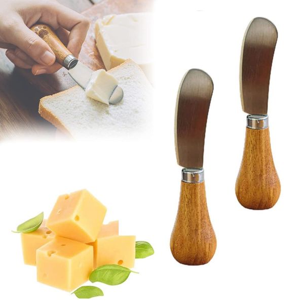 2/4 Pcs Cute Standing Butter Knife,Stainless Steel Cheese Spreader,Multifunctional Cream Cheese Butter Knives, Fruit Jam Peanut Butter Spreading Knife for Sandwich Bread Toast (2PCS)