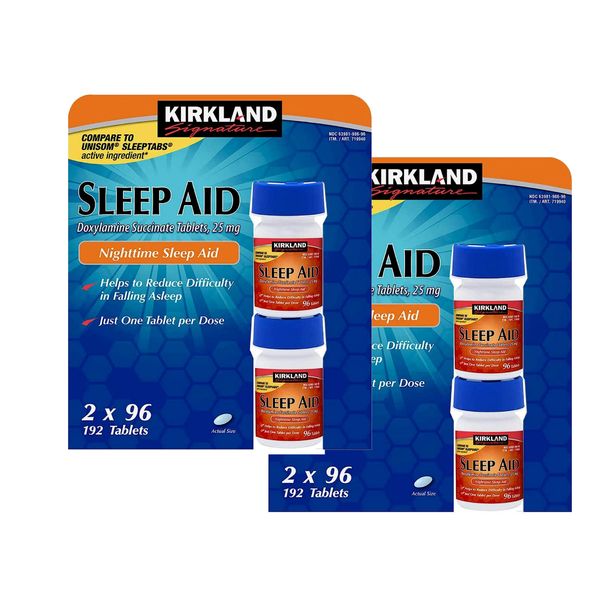 4 Pack Kirkland Signature Sleep Aid Doxylamine Succinate 25 Mg 192 Tablets