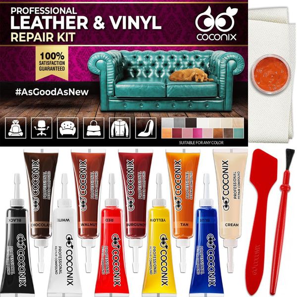 Coconix Vinyl and Leather Repair Kit - Restorer of Your Furniture, Jacket, Sofa, Boat or Car Seat, Super Easy Instructions to Match Any Color, Restore Any Material, Bonded, Italian, Pleather, Genuine