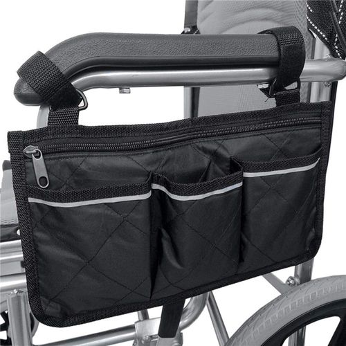 Namvo Wheelchair Bag with Pockets - Universal Waterproof Armrest Side Bag for Electric Wheelchair, Mobility Scooter, Walking Frame, Accessories, Black