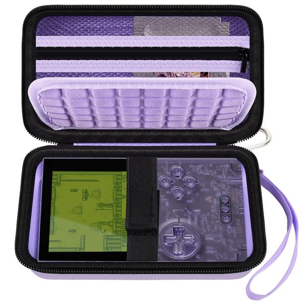 Hard Case Compatible with Analogue Pocket Handheld Game Console, Portable Mini Game Player Storage Bag for Video Games Cards, Charging Cable and Accessories (Box Only)-Purple