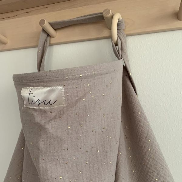 Nursing Cover for Baby Breastfeeding & Pumping | Multi Use Car Seat Stroller Cover | Breathable Soft Organic Muslin Cotton | Breast Feeding Apron & Shawl | Pastel Colors by TISU (Taupe Beige)