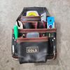 Heavy Duty Leather Tool Pouch With 10 Pockets And 2 Hammer Holders