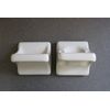 ACP Thin-Set Glossy White Ceramic Soap Dish & Toothbrush Holder Bathroom Set
