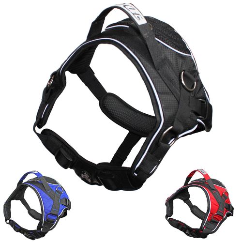 Durable Heavy Duty No-Pull Comfortable Walking Working Dog Harness with Handle and Reflective Stripes Padded Adjustable Medium Large Sizes: M, L, XL, XXL (XL: Chest 30" - 36", Black)