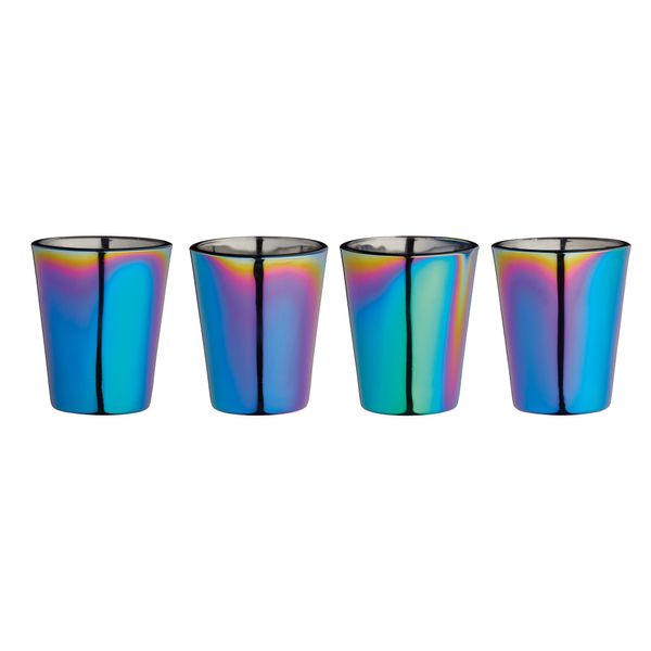 BarCraft BCSGRBOW4PC Metallic Rainbow Iridescent Shot Glasses, 50 ml (2 fl oz), Set of 4, 5 x 5 x 6 cm