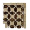 E9CCXP Emperador Dark Brown Marble Flower Mosaic Border Corner Tile