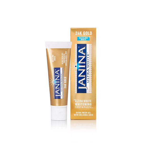 Janina Ultra White 24K Gold Toothpaste (75ml) – Ultra Fresh Gel with Colloidal Gold for a Dazzling White Smile. Create a Beautiful, Healthy Smile. Excellent for Stain Removal