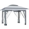 12' x 12' Backyard Party Cabana Gazebo w/ 3-Level Adjustable Height, Gray