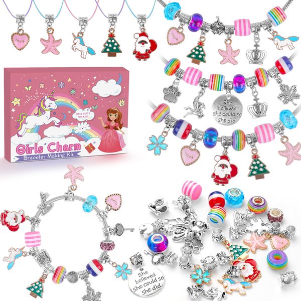 HYASIA Charm Bracelet Making Kit & Unicorn Gifts for Girls, Kids Toys Arts Crafts for Girls Age 8-12, Jewelry Making Supplies Set, The Perfect Gifts for Girls Birthday Party Game Children Christmas