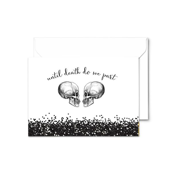 Glam Skull Thank You Cards with Envelopes Wedding, Gothic Bridal Shower, Engagement Party, Rehearsal Dinner, Black and White Everyday Essentials, Simple Halloween Note Set Folded, 20 Pack