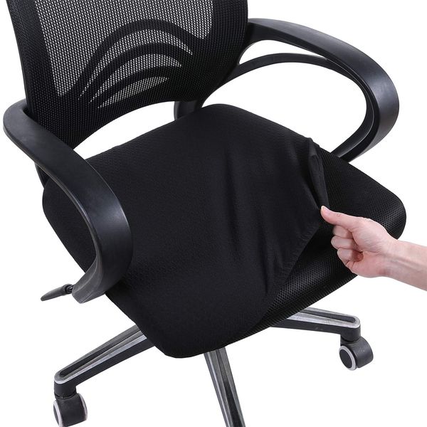 smiry Stretch Chair Seat Covers for Office, Black 1PC Jacquard Office Chair Slipcovers