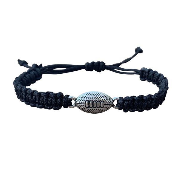 Football Bracelet, Football Jewelry, Adjustable Unisex Football Paracord Bracelets - Football Gifts (Black)