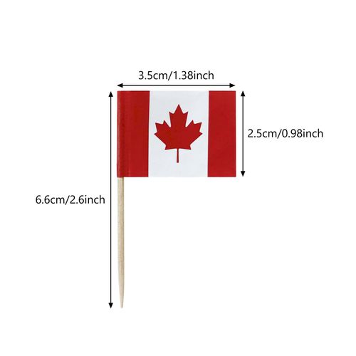 100 Pcs Canada Flag Canadian Toothpick Flags, Small Mini Stick Cupcake Toppers Canadian Flags Cocktail Picks