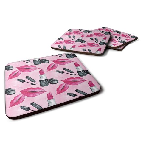 Caroline's Treasures BB7501FC Watercolor Diva Lipstick Foam Coaster Set of 4 Set of 4 Cup Coasters for Indoor Outdoor, Tabletop Protection, Anti Slip, Mouse pad Material