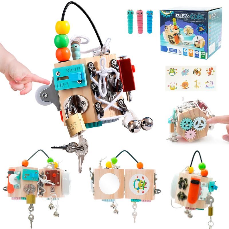 Cubo De Actividades Montessori 8 En 1 De Madera – Juego Educativo Con Pesca Magnética, Reloj, Formas Y Más, Para Niños De 3 A 6 Años