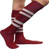 COUVER White Striped Knee High Softball/Sports Socks, Maroon, Large, 1 Pair
