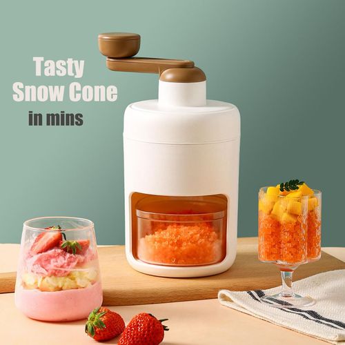 AXIM Ice Crusher Machine for Home,Manual Ice Shaver crushed Ice Maker Shaved Ice Machine with Ice Cube Trays for Party, Bars, Restaurants (White)
