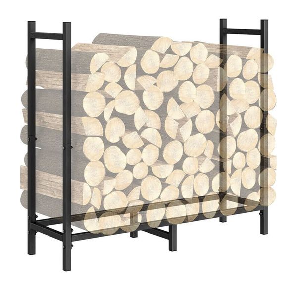 2.6FT Outdoor Indoor Firewood Rack Holder for Fireplace Wood Storage (#R22)