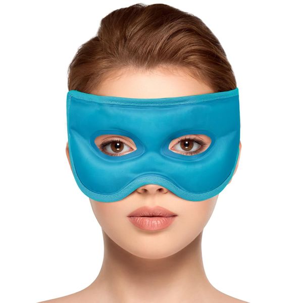 NEWGO Cold Eye Mask for Puffy Eyes, Reusable Hot Cold Therapy Cooling Eye Mask for Puffy Eyes, Migraine, Dark Circles, Dry Eyes, Swollen Eyes, Sinus Pain (Light Blue)