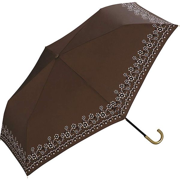 Wpc. 6307-011 Rain Umbrella, Flower Bandana, Mini Brown, Folding Umbrella, Women's, For Rain or Shine, Floral, Retro, Fashionable, Cute,