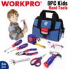 WORKPRO 9Piece Kid Real Hand Tool Set Blue Junior Tool Kit Children DIY Building