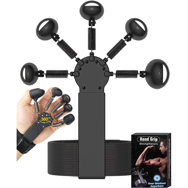 Finger Power, Power Grip, Grip Training, Grip Strength Aid, Hand Grip, Grip Strength Trainer, Grip Strength Grip, Rehabilitation, Grip Strengthening Training, Adults, Elderly, Finger Strengthening, Unisex (Black)