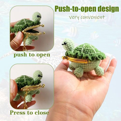 ZIUGLIKAL Turtle Purse Mini Coin Organizer Usb Flash Drive Jewelry Backpack Keychain Decoration Handmade Crochet Gifts For Boys & Girls
