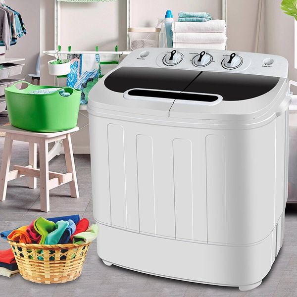 Compact Mini Twin Tub Washing Machine Portable 13lbs Laundry Washer and Dryer