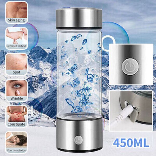 450ml USB Hydrogen Rich Alkaline Water Ionizer Generator Bottle Cup Portable Mug