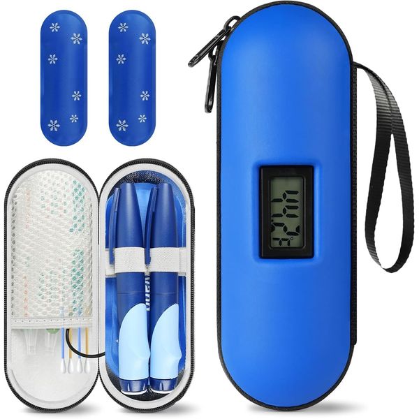 Compact Insulin Cooler Hard Travel Case with Digital Thermometer TSA...