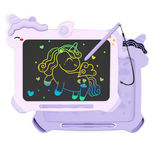 KOKODI LCD Writing Tablet for 3 4 5 6 7 8 Years Old Kids, Colorful Doodle Board, Writing Drawing Tablet, Educational Learning Toys Christmas Birthday Gift for Girl, Purple