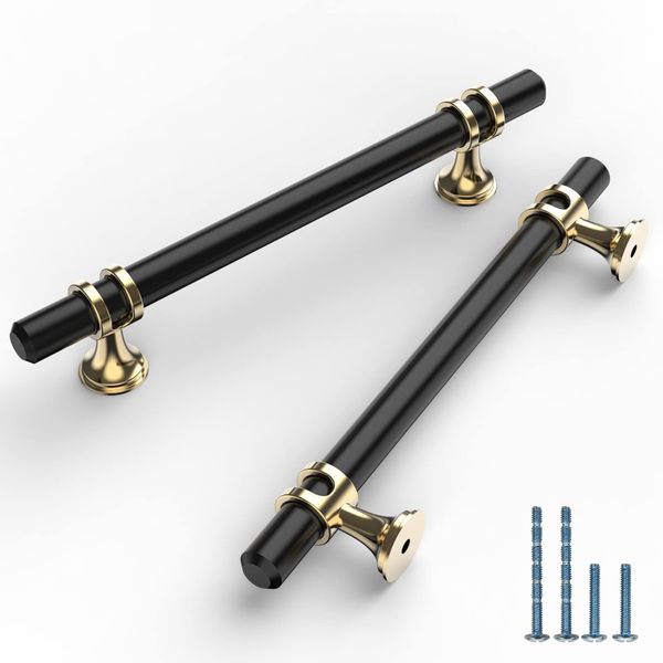 9BUILD 2 Pack 128mm Black Kitchen Cupboard Handles Kitchen Door Handles Drawer Handles Zinc Alloy Matte Black Kitchen Handles Wardrobe Handles Cabinet Handles Cupboard Door Handles