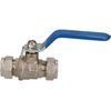 2pk 15mm Lever Ball Valve Blue & Red Handle Brass Compression Fitting Shut-Off