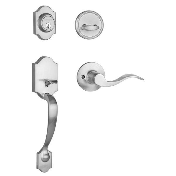 Dynasty Hardware DEN-HER-100-15L Denver Front Door Handleset, Satin Nickel, with