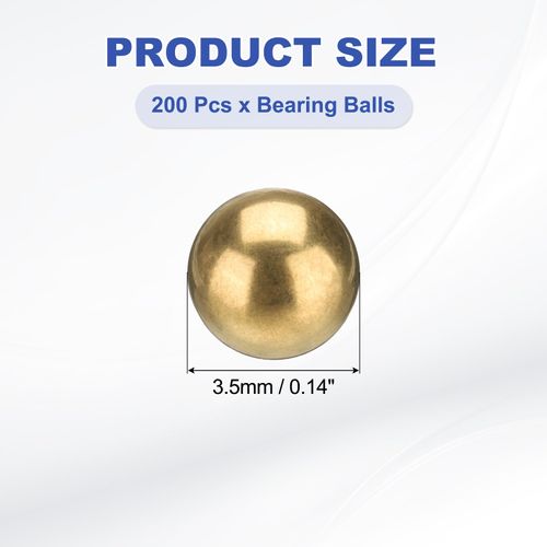 uxcell 200 Pcs Bearing Balls, 3.5mm Precision H65 Brass Bearing Balls Industrial Brass Ball Spheres for Machinery, Automotive, and DIY