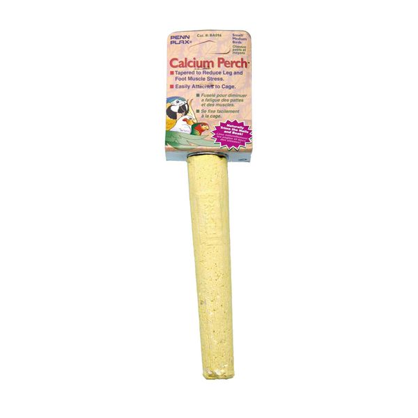 PENN-PLAX Bird-Life Calcium Bird Perch – Naturally Trims Nails & Beak – Great for Parakeets, Lovebirds, Cockatiels, and Other Small Birds – Yellow – 6” Long