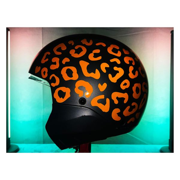 Reflective Leopard Print Motorcycle Helmet Stickers Kit - Orange
