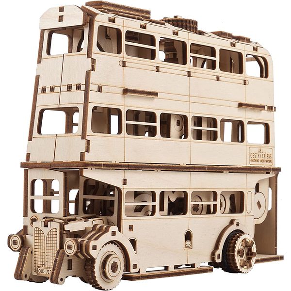 UGEARS Wooden 3D Puzzles for Adults - Harry Potter Knight Bus Wooden Model Building Kits with Spring-Powered Motor – Mechanical Harry Potter Puzzle DIY Crafts for Adults 268 Pcs