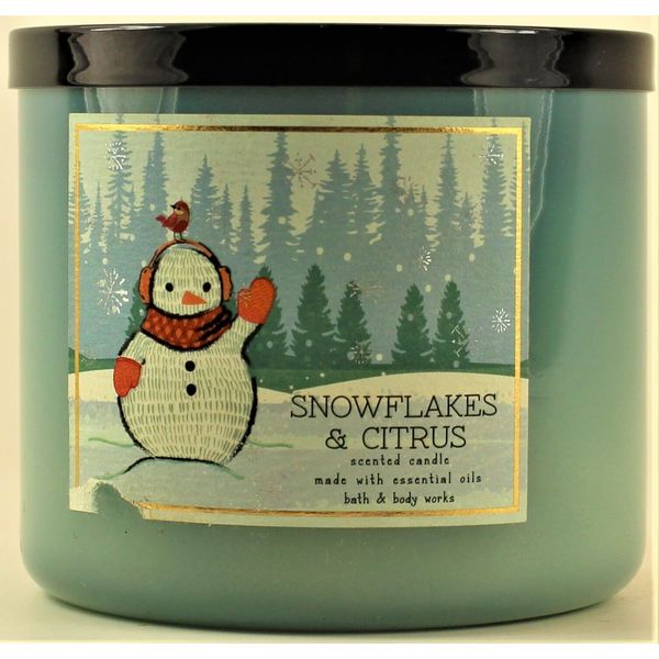 Bath & Body Works White Barn SNOWFLAKES & CITRUS 3-Wick 14.5 Oz Scented Candle