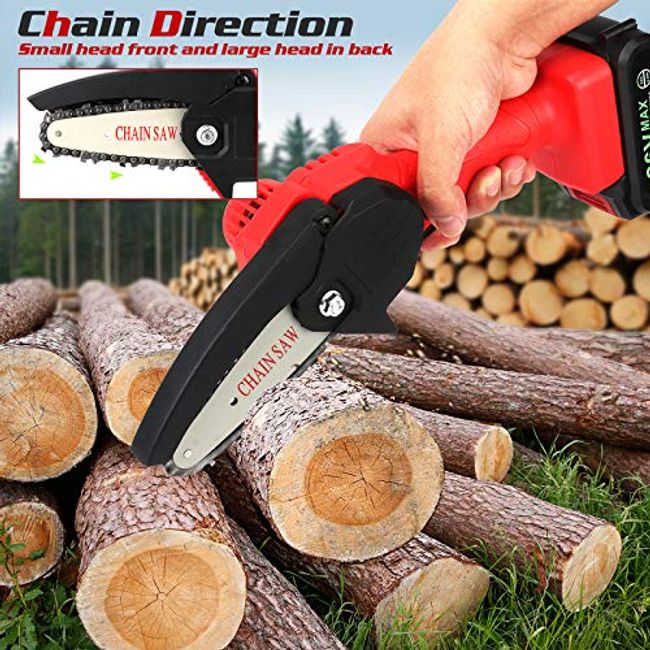 Mini Chainsaw 6-Inch Electric Cordless Chainsaw with 2 Chains, Chain Saws  Portable Handheld Chainsaw for Tree Trimming & Wood Cutting Small