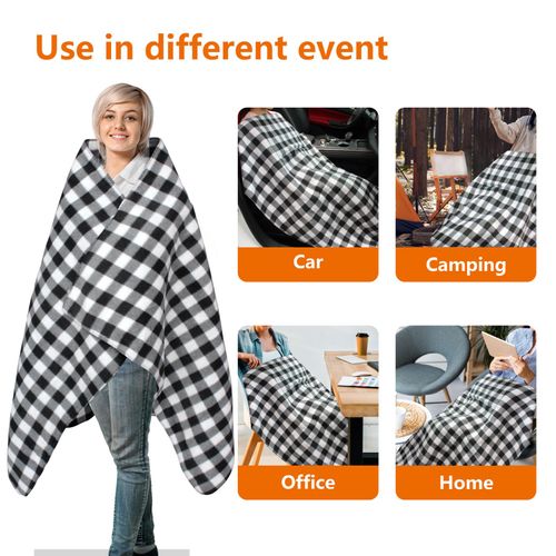 Electric Blanket,12 Volt Heated Blanket,Car Heated Travel Blanket, with a Timer, Warm Blanket for Cars,Office,Travelling (at, 57"x40")