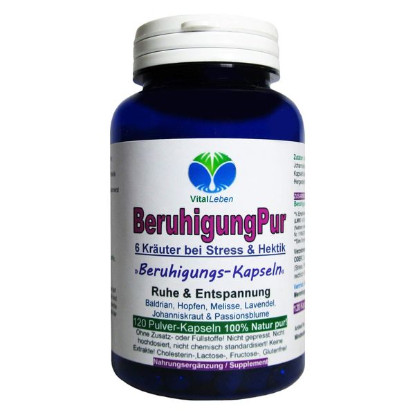 Pure Calming 120 Capsules Valerian Hops Melissa Lavender St. John's Wort Passion Flower Herbs for Inner Peace and Relaxation [Natural Calming] 26720-120
