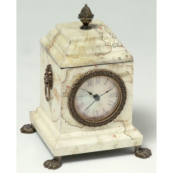 Old World Map Clock for Home or Office Bookcase or Desk