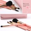 Makeup Brush, Cosmetic Brush, Cosmetic Brush, Includes Exclusive Cosmetic Pouch, Portable, Cute, Set of 10 (7 Pieces, Pink)