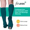 FITLEGS - Open-Toe Compression Stocking - 18mmHg AES DVT Prevention - Below Knee, Extra Large, Green