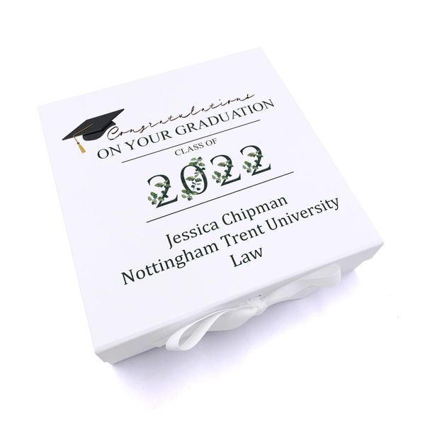 ukgiftstoreonline Personalised Graduation Keepsake Memory Gift Box Gift With Leaf Design (Large)